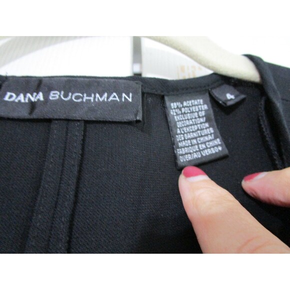 Dana Buchman Womens Wrap Dress Size 4 Black Sleeveless Tie Back - Picture 4 of 12